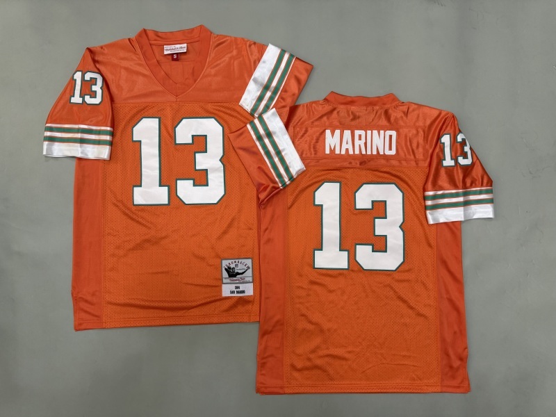 Men 2025 Miami Dolphins #13 Marino orange Throwback Limited NFL Jersey style 001